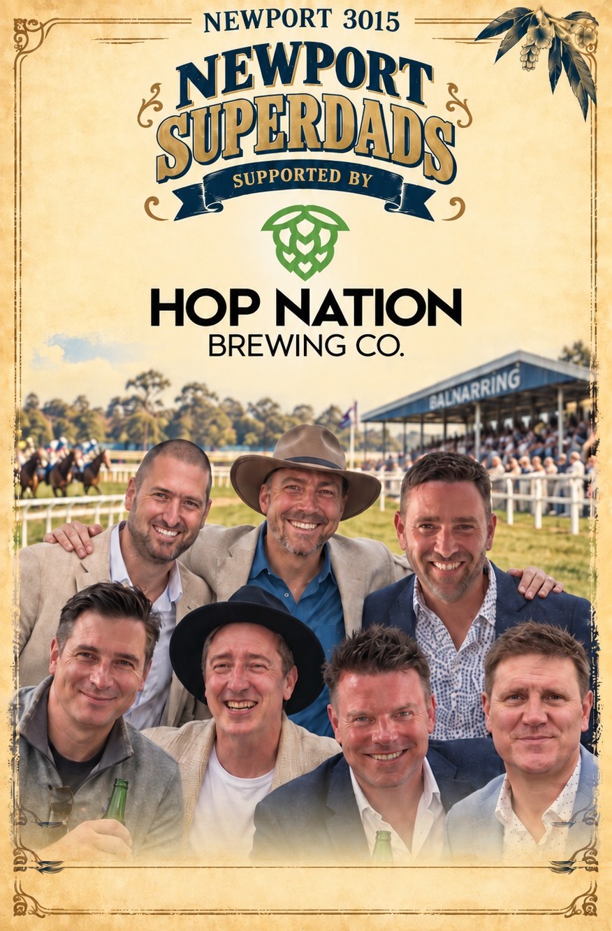 Newport Superdads, supported by Hop Nation Brewing Co. A day at Balnarring Picnic Racing Club.